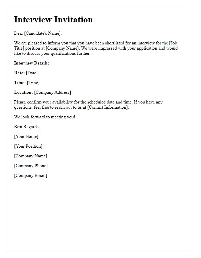 Letter template of invitation to interview session