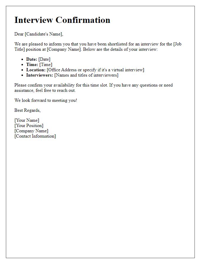 Letter template of upcoming interview arrangements