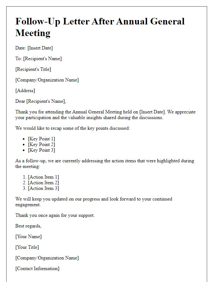 Letter template of follow-up after the annual general meeting