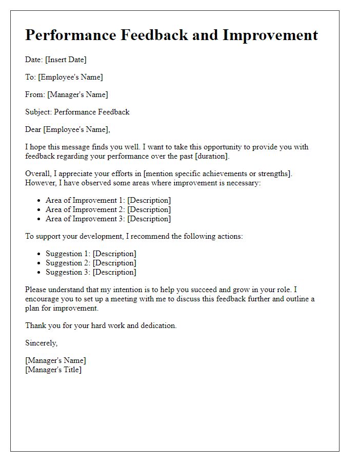 Letter template of Performance Feedback and Improvement