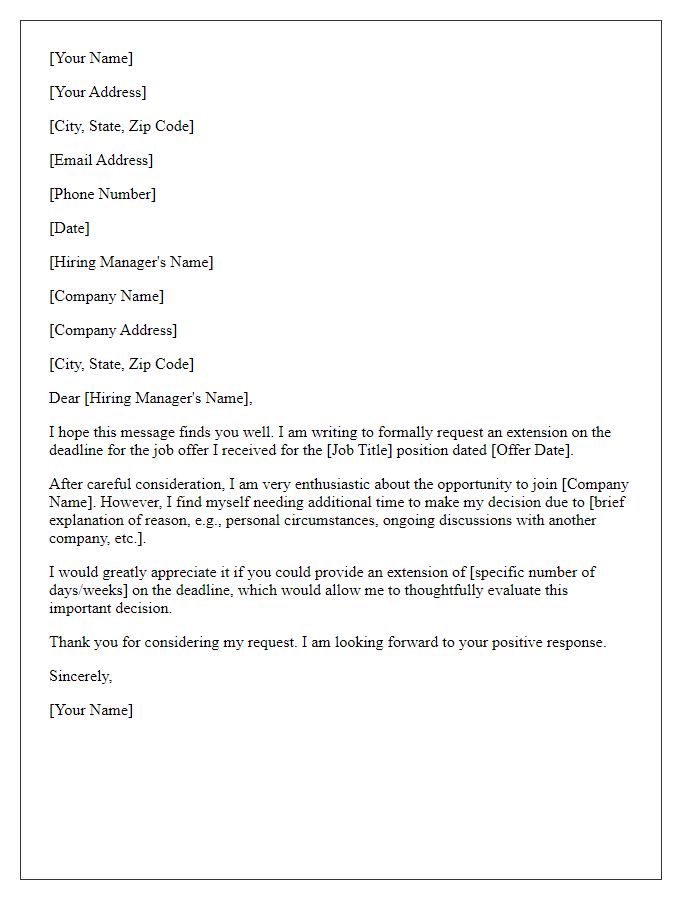 Letter template of appeal for job offer deadline extension