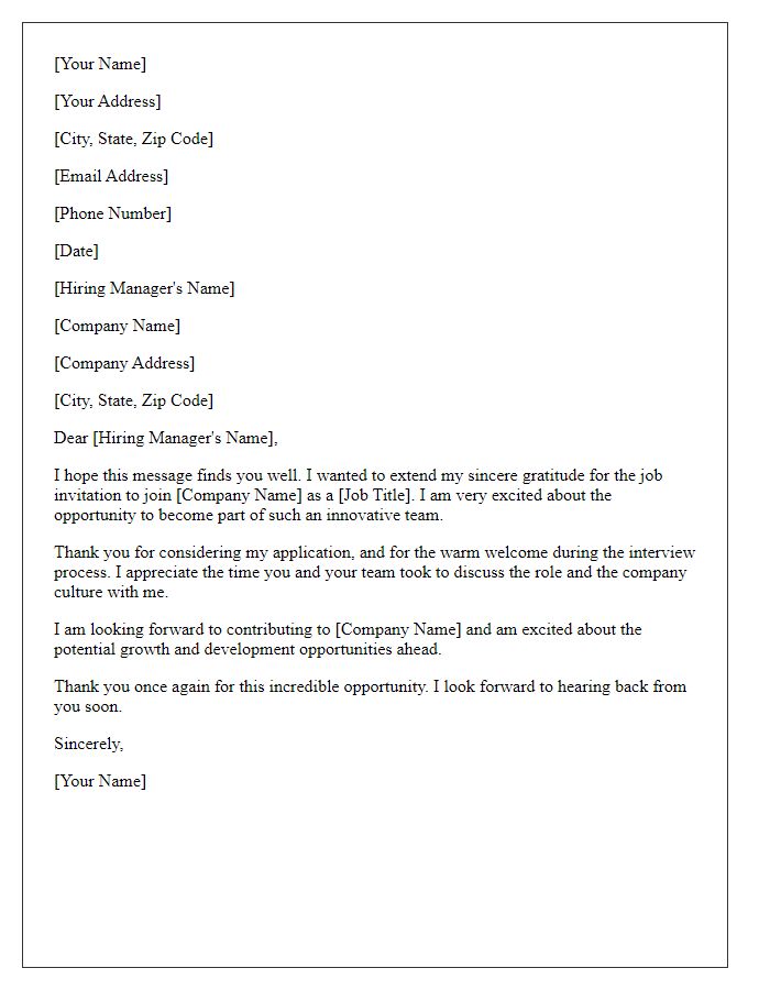 Letter template of thanks for extending the job invitation