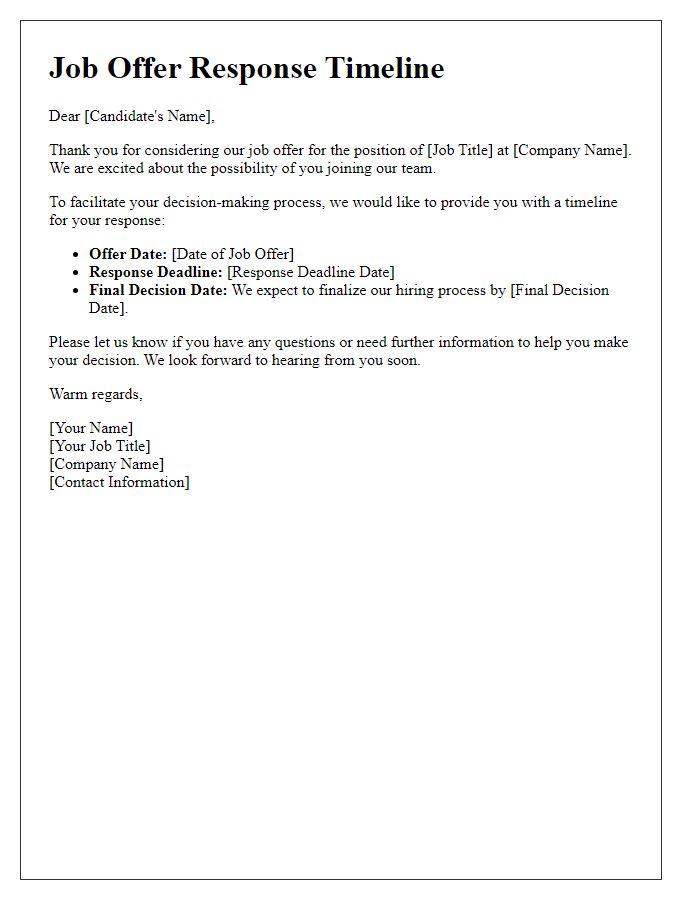 Letter template of extending job offer response timeline