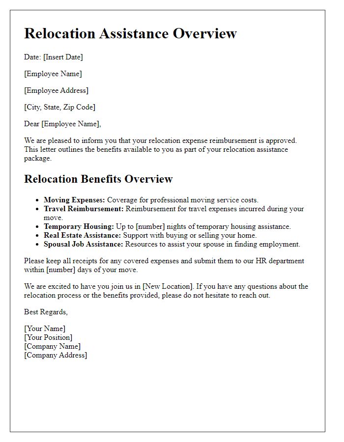 Letter template of relocation assistance for relocation benefits overview