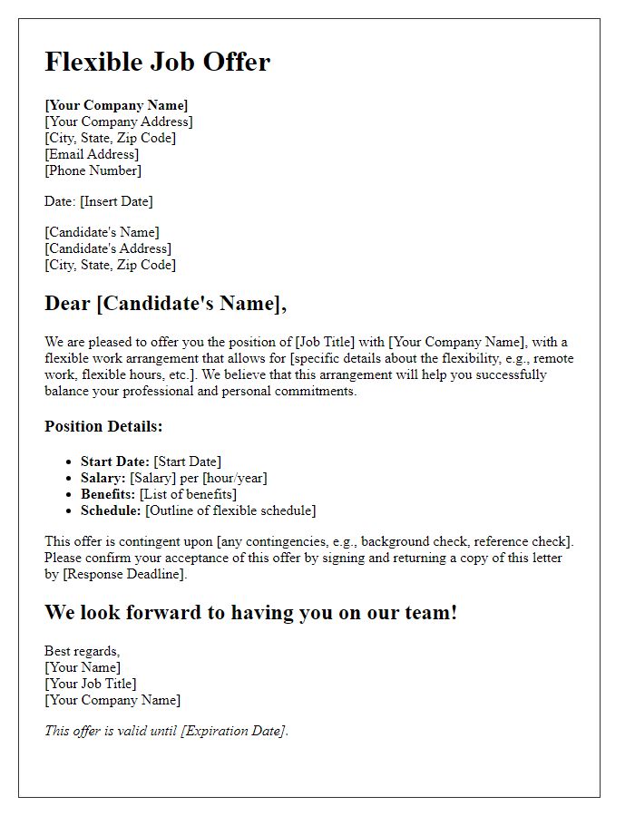 Letter template of flexible job offer