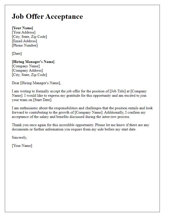 Letter template of executive job offer acceptance