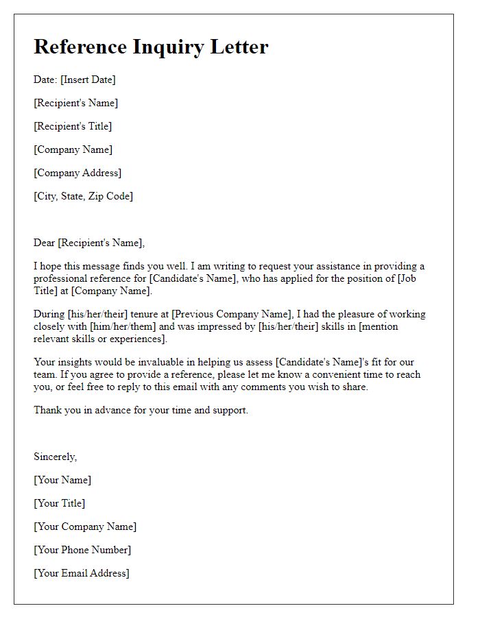 Letter template of professional reference inquiry for employment