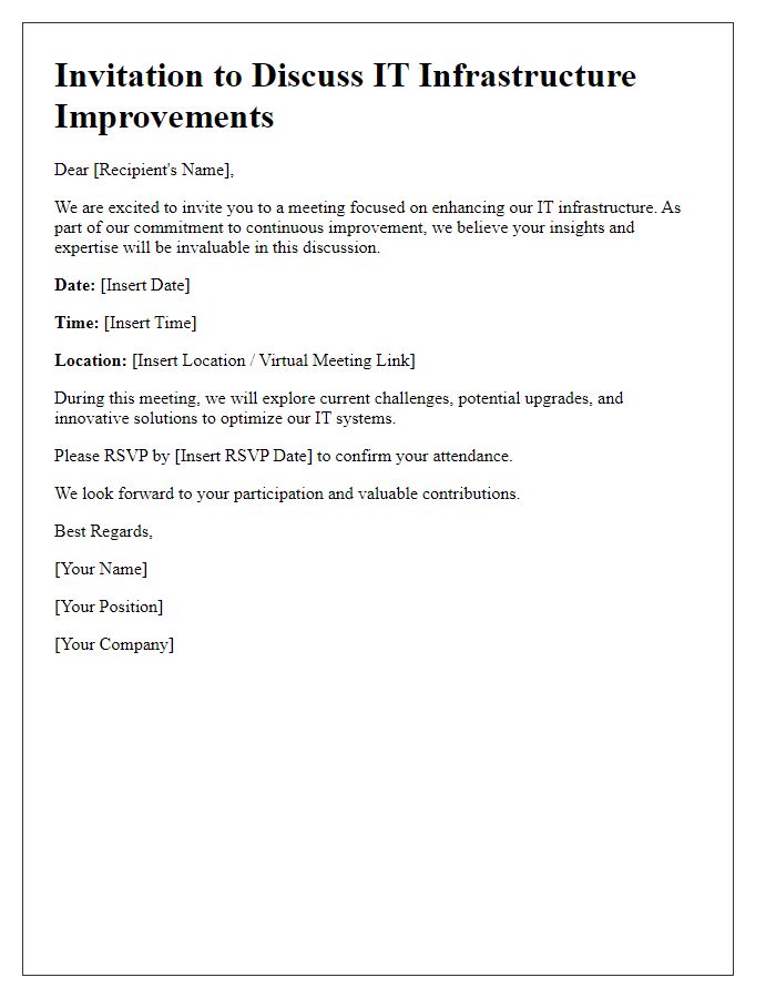 Letter template of IT infrastructure improvement invitation