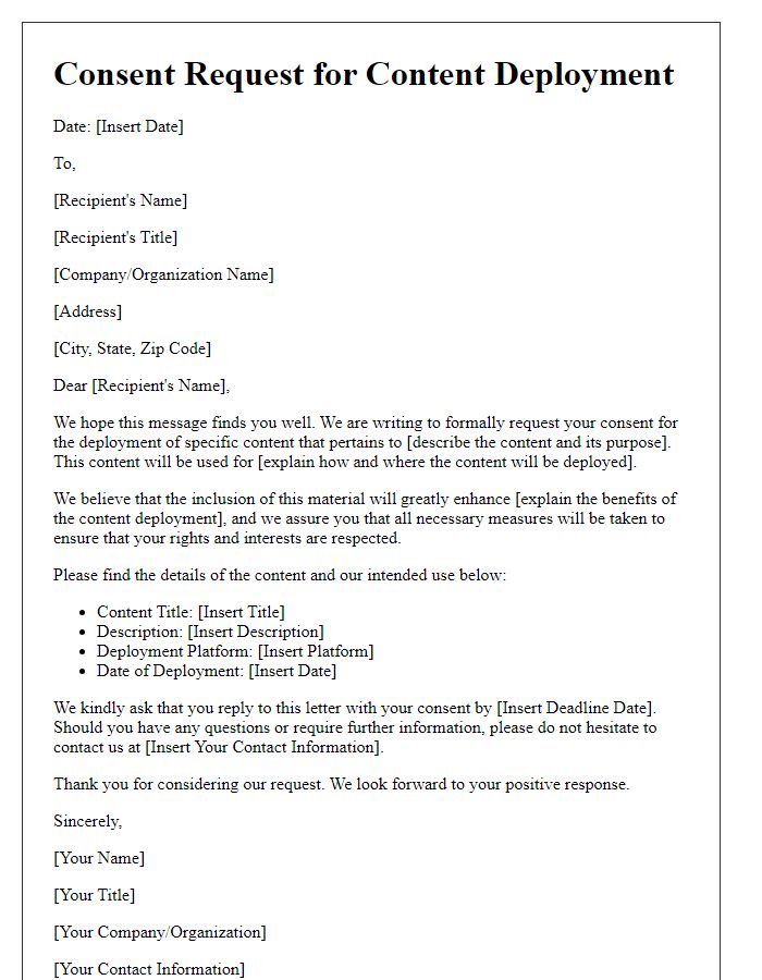 Letter template of consent request for content deployment