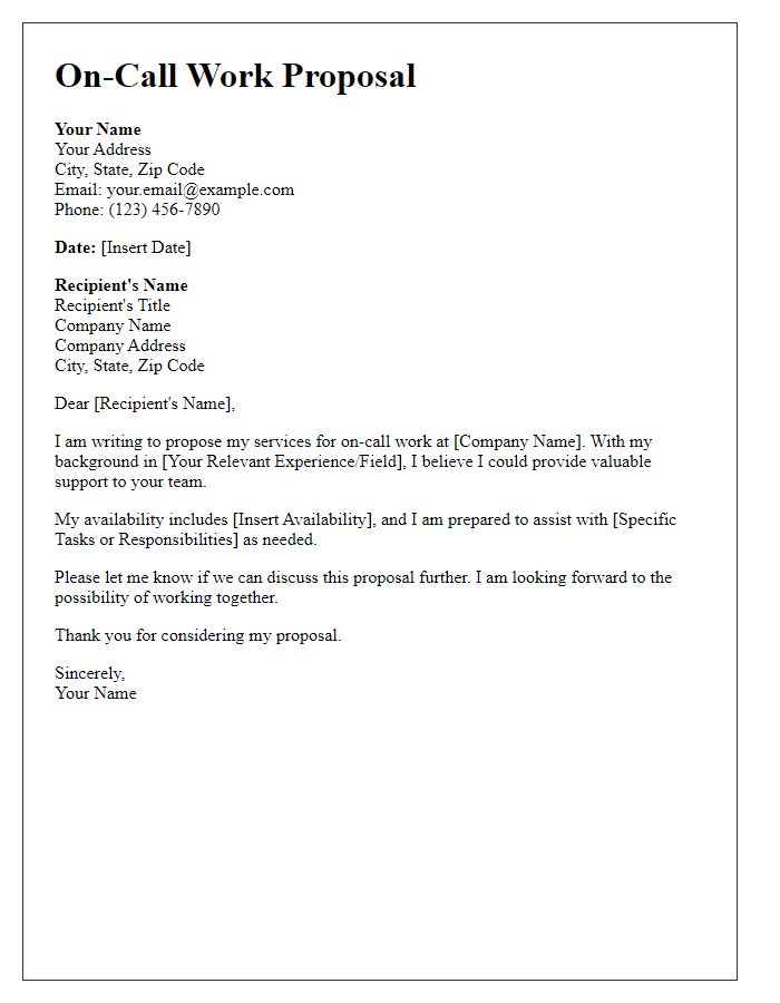 Letter template of On-Call Work Proposal