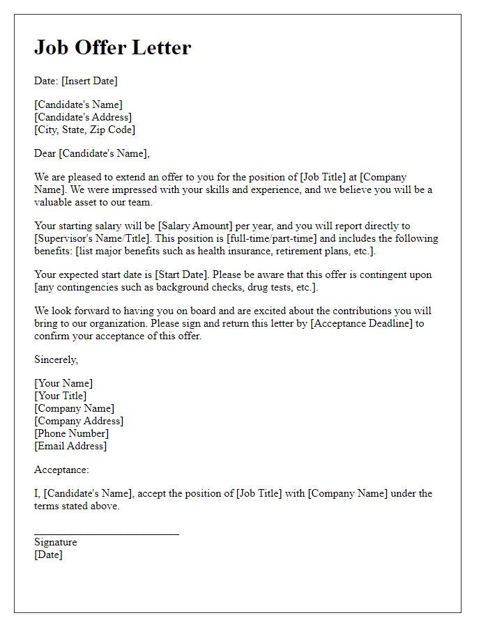 Letter template of executive job offer