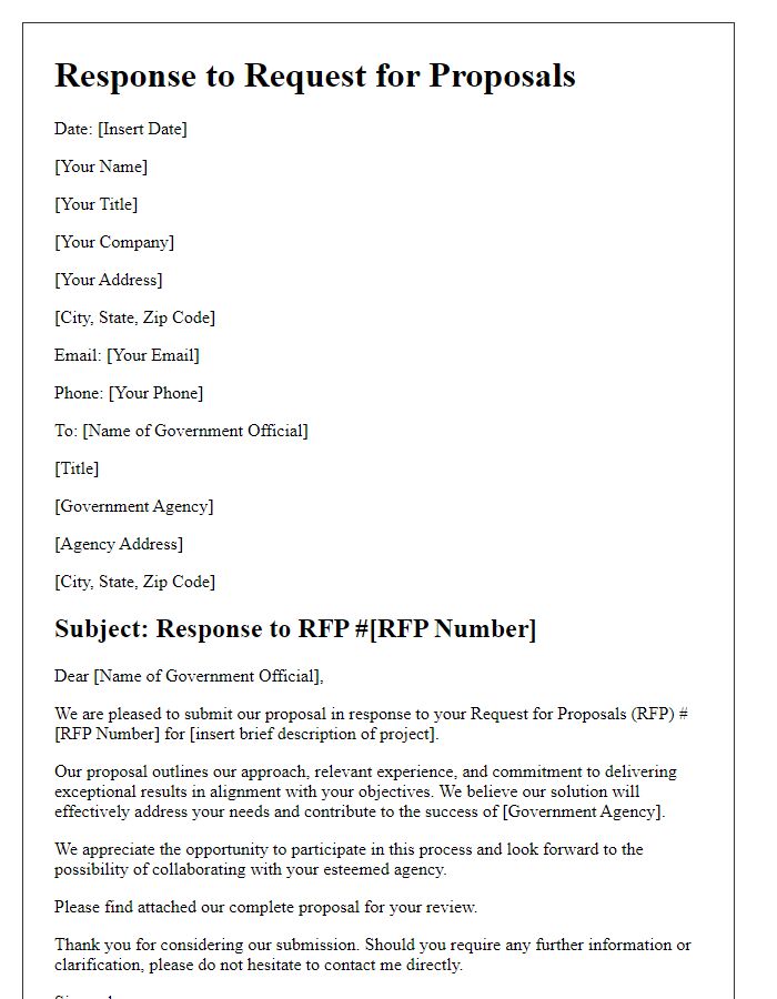 Letter template of response to government request for proposals.