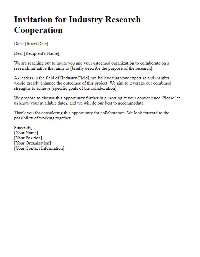 Letter template of industry research cooperation invitation