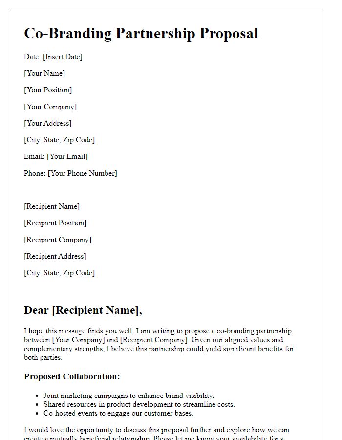 Letter template of Co-Branding Partnership Suggestion