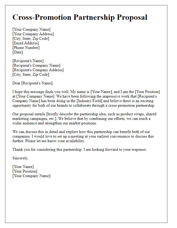 Letter template of Cross-Promotion Partnership