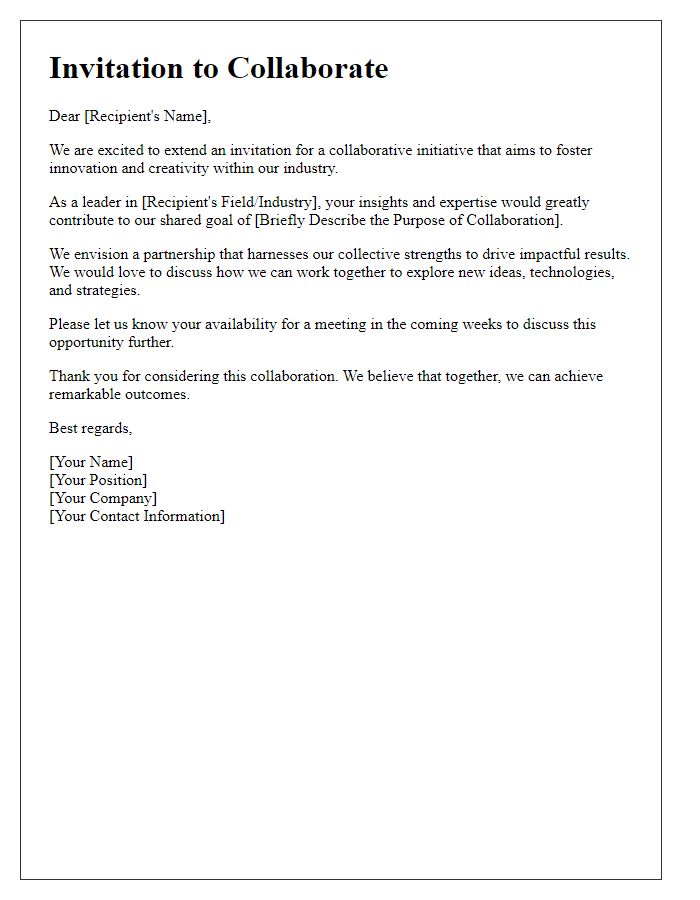 Letter template of Innovative Collaboration Invitation