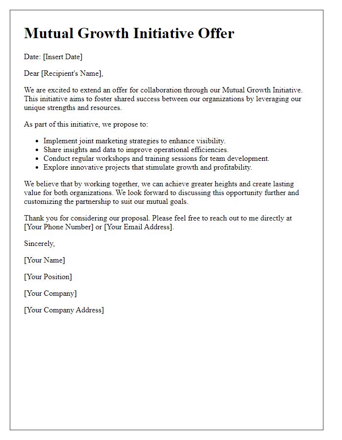 Letter template of Mutual Growth Initiative Offer