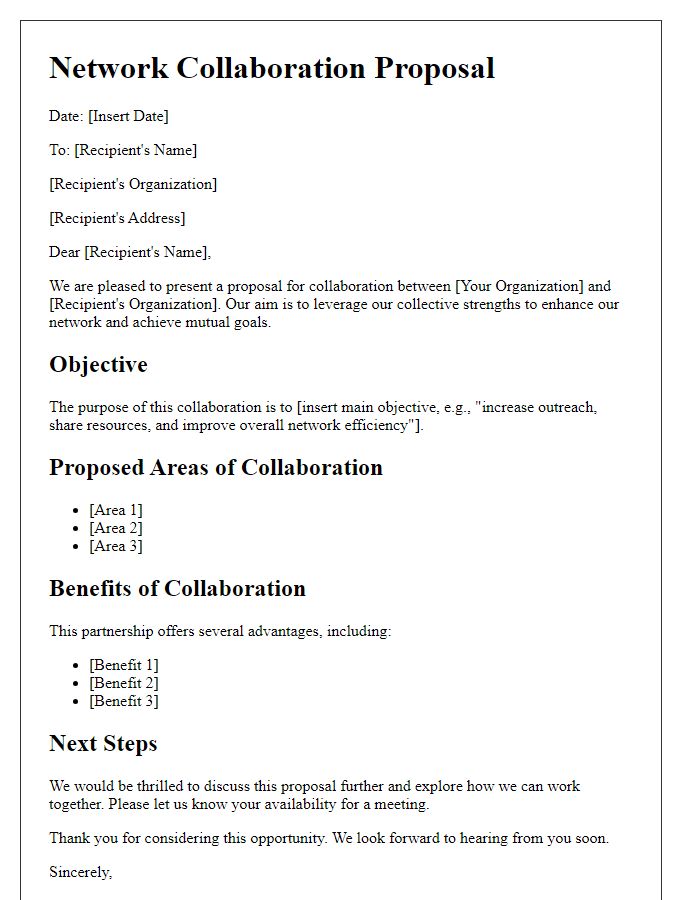 Letter template of Network Collaboration Proposal