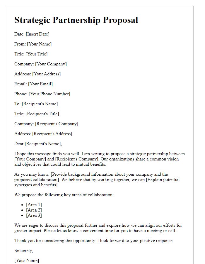 Letter template of Strategic Partnership Proposal