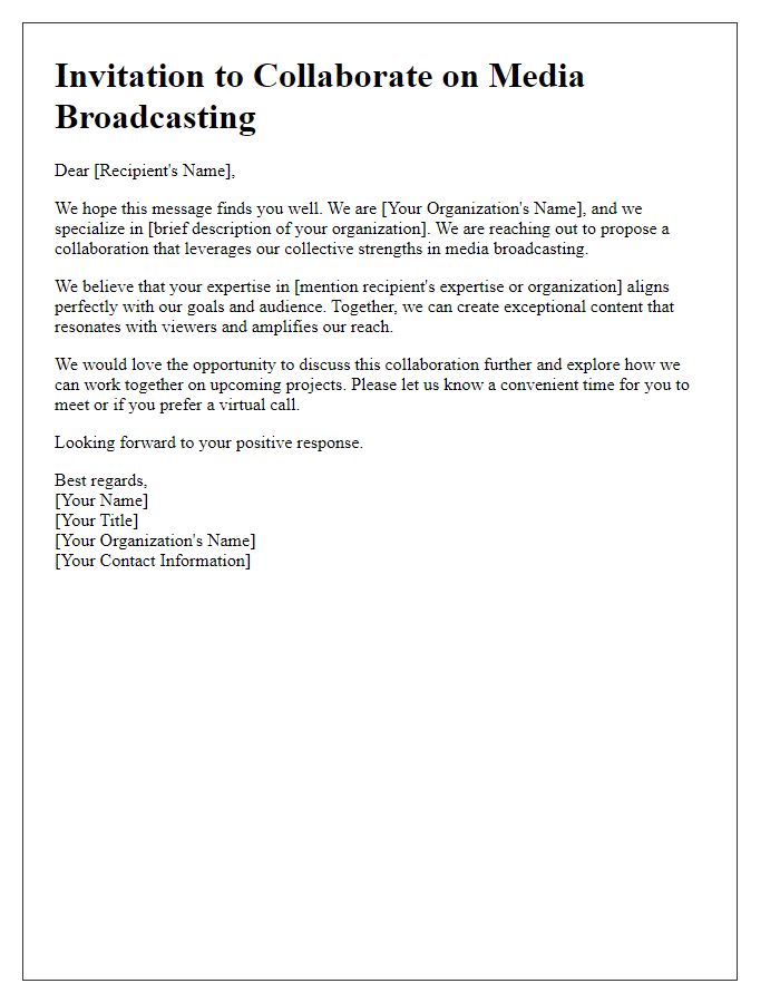 Letter template of media broadcasting collaboration invitation