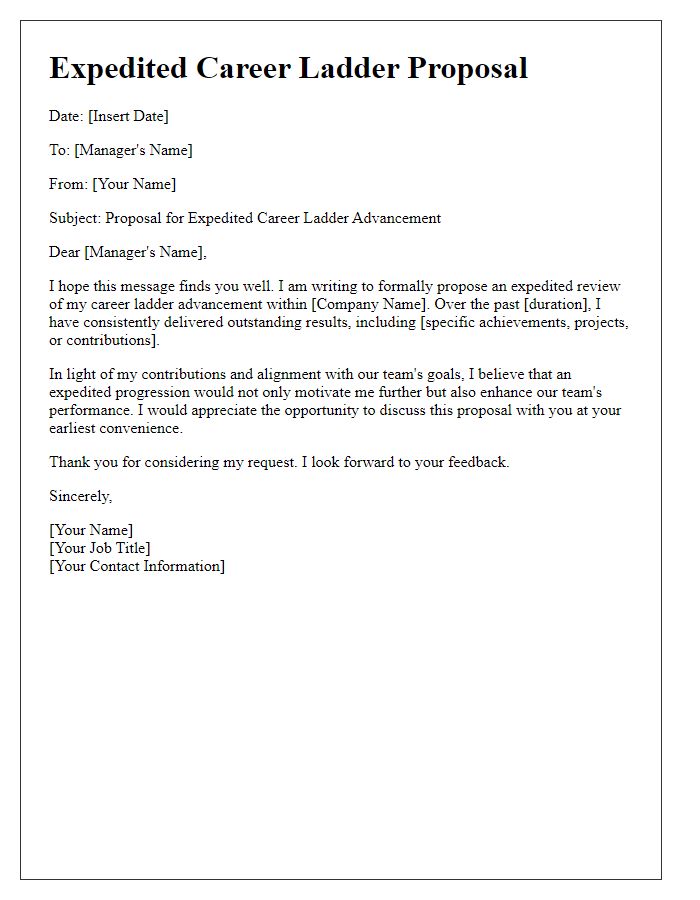 Letter template of expedited career ladder proposal