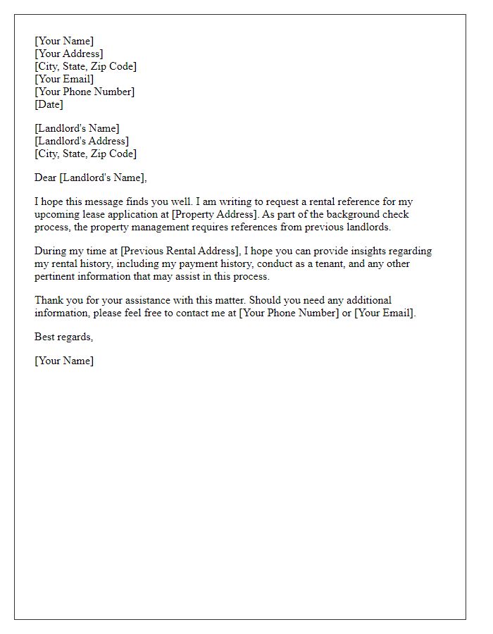 Letter template of rental reference request for background check