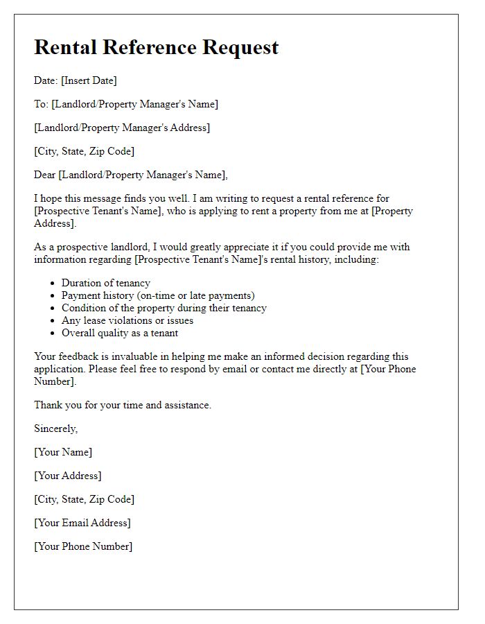 Letter template of rental reference request for prospective tenant verification
