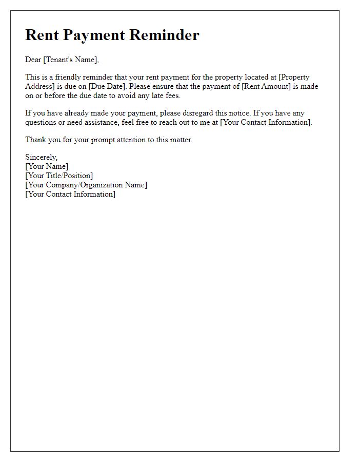 Letter template of Rent Payment Reminder for New Lease