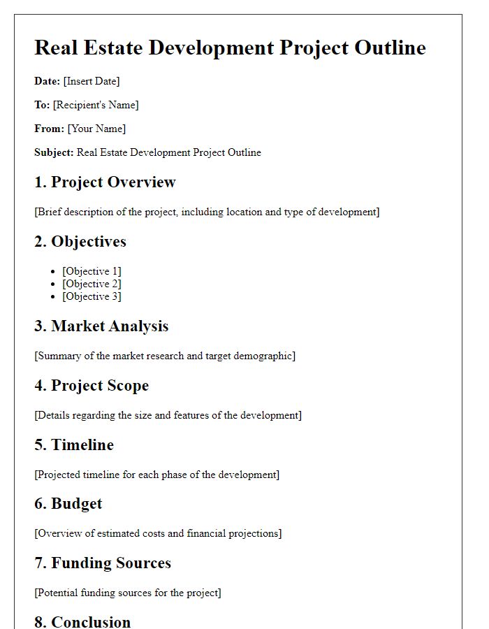 Letter template of real estate development outline