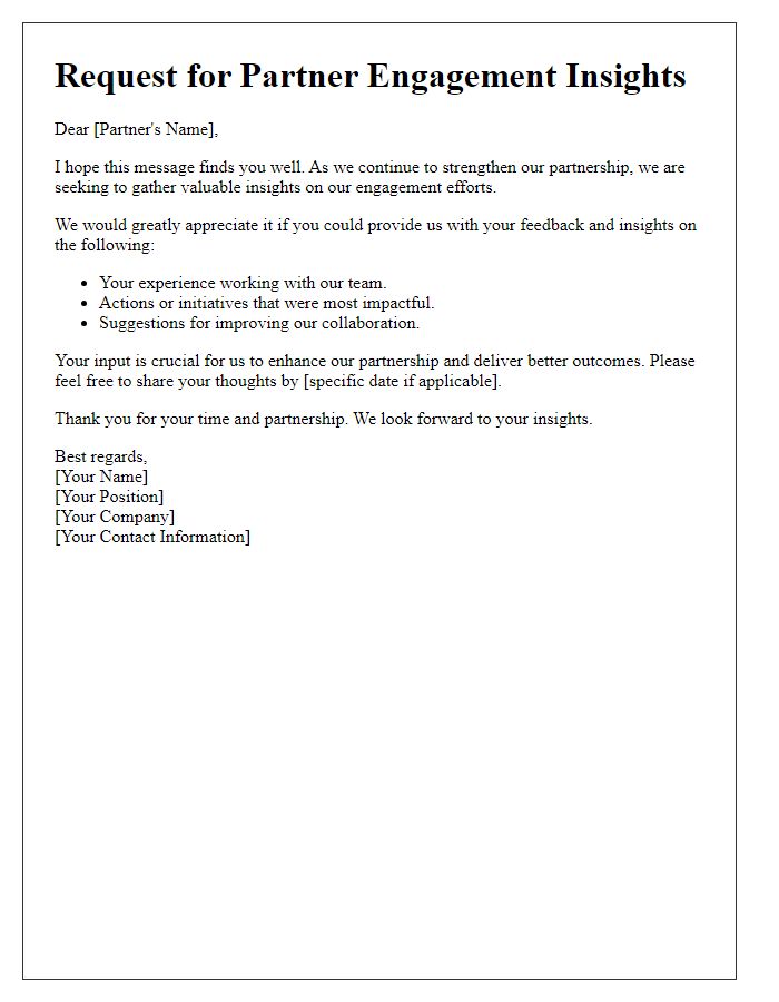 Letter template of partner engagement insights request