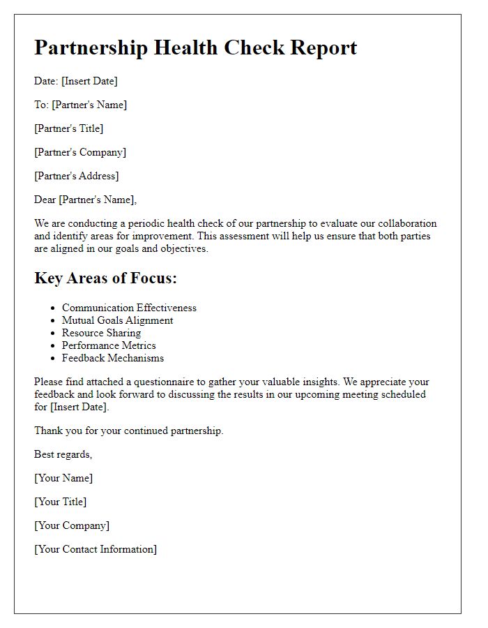 Letter template of partnership health check