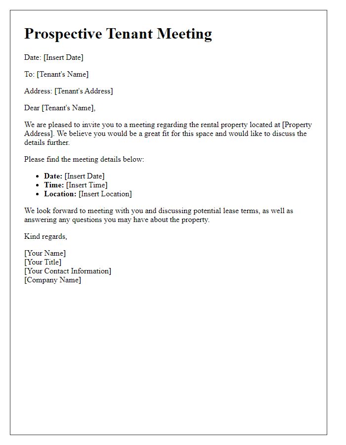 Letter template of prospective tenant meeting