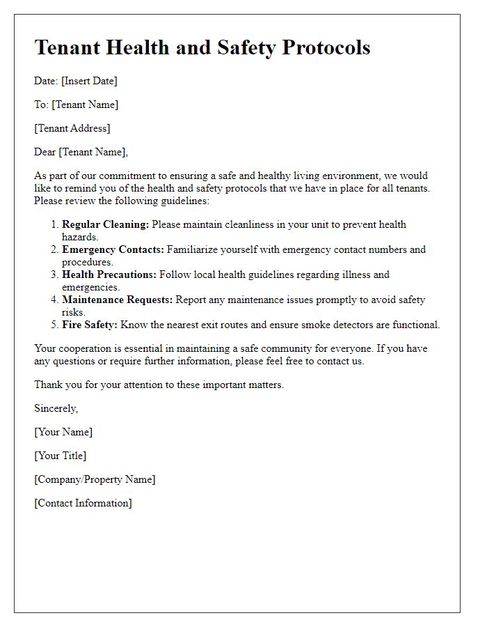 Letter template of tenant health and safety protocols