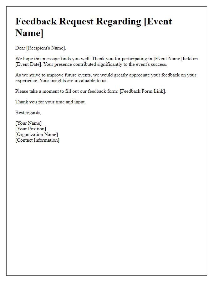 Letter template of feedback request post national event participation
