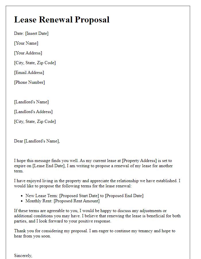 Letter template of lease renewal proposal