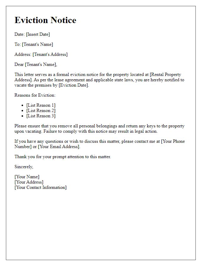 Letter template of eviction legal requirements