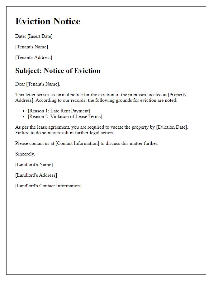 Letter template of eviction procedure insights