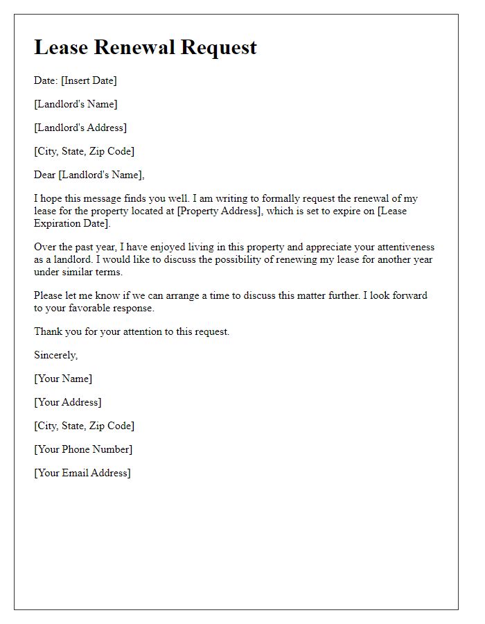 Letter template of tenant lease renewal request
