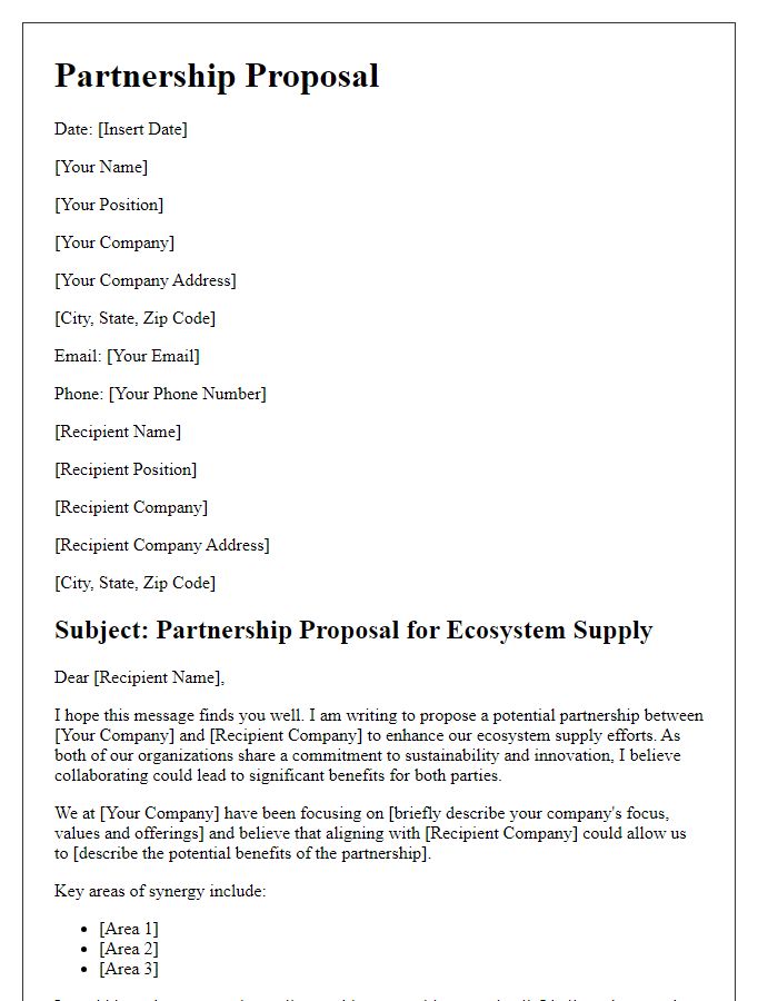 Letter template of ecosystem supplier partnership proposal