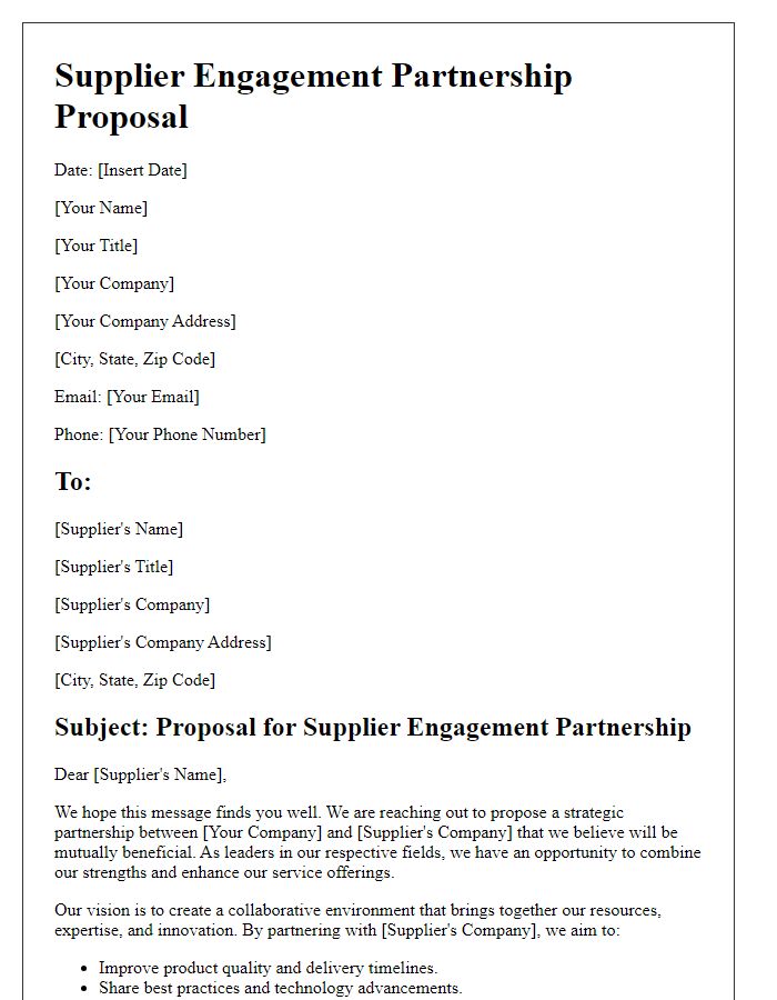 Letter template of supplier engagement partnership proposal