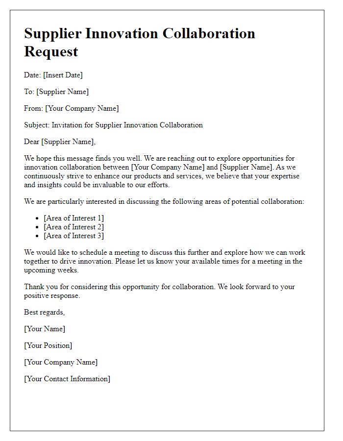 Letter template of Supplier Innovation Collaboration Request