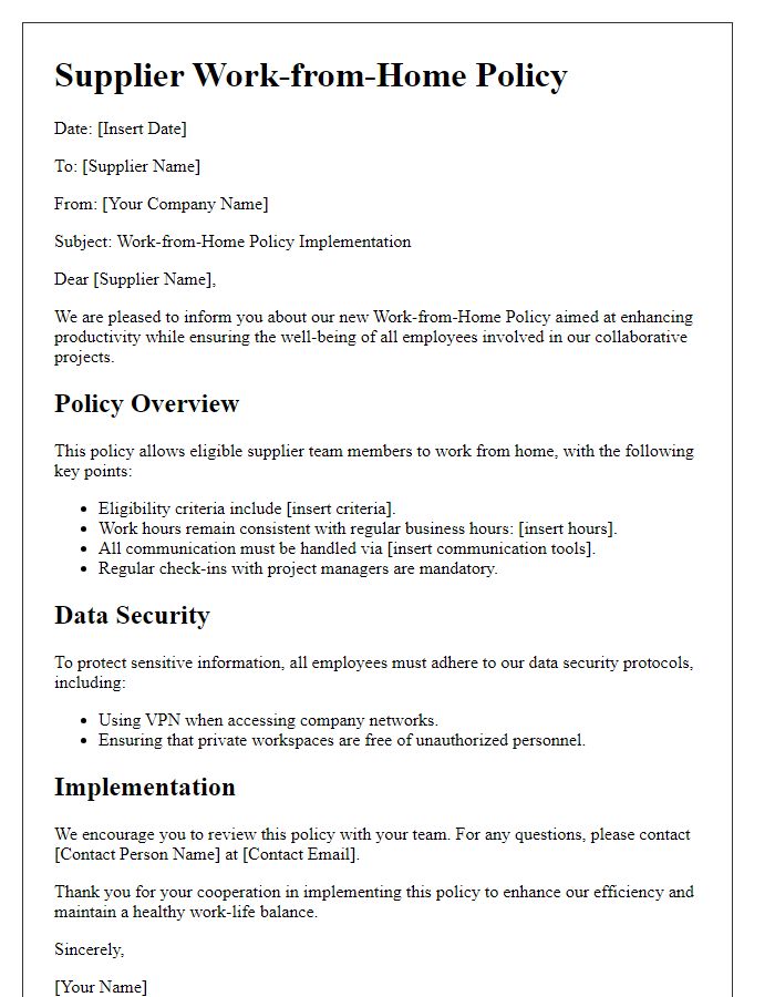 Letter template of Supplier Work-from-Home Policy