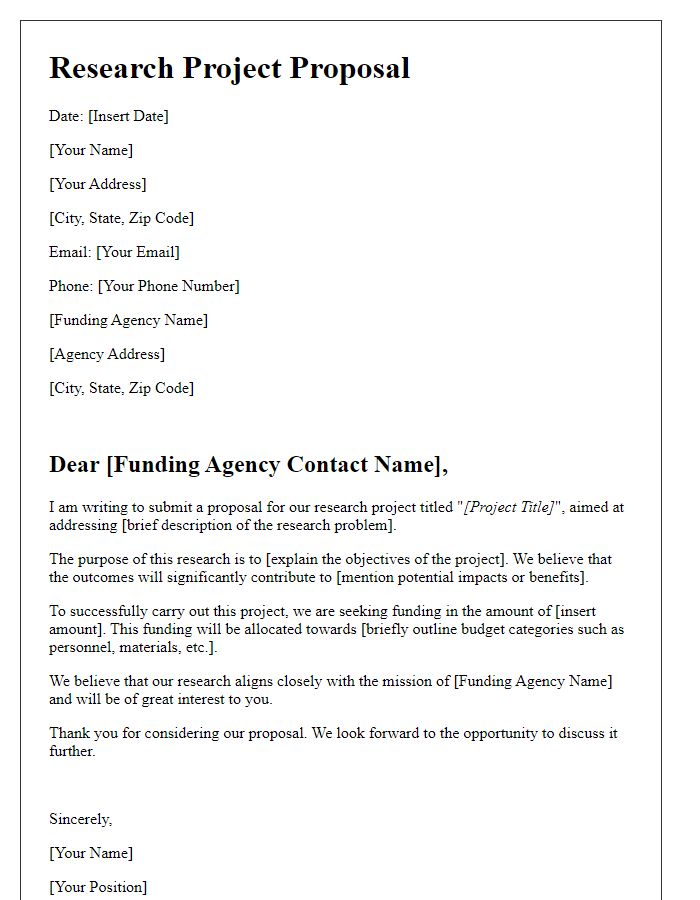 Letter template of research project proposal for academic funding request