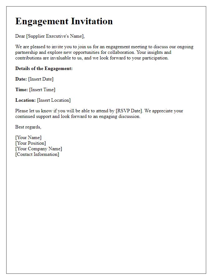 Letter template of engagement invitation for supplier executive