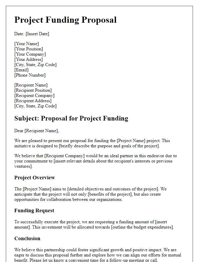 Letter template of Supplier Project Funding Proposal