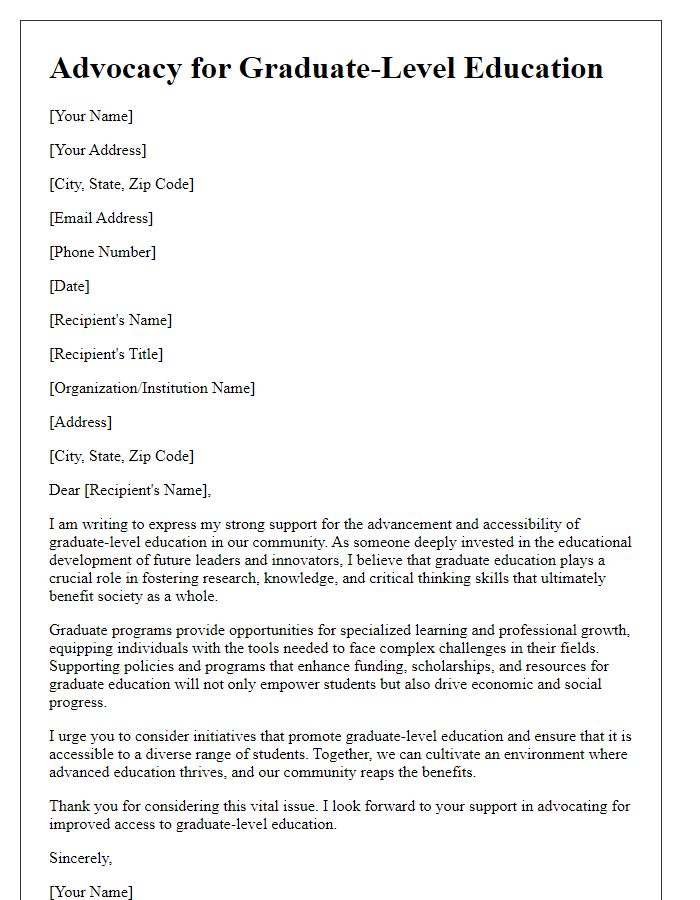 Letter template of advocacy for graduate-level education