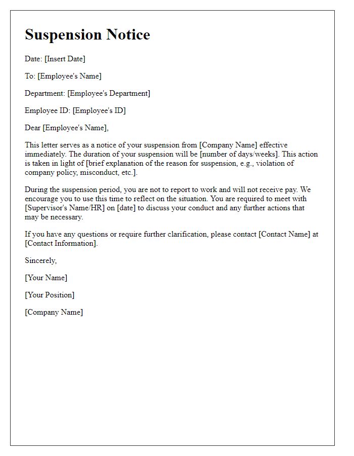 Letter template of suspension notice