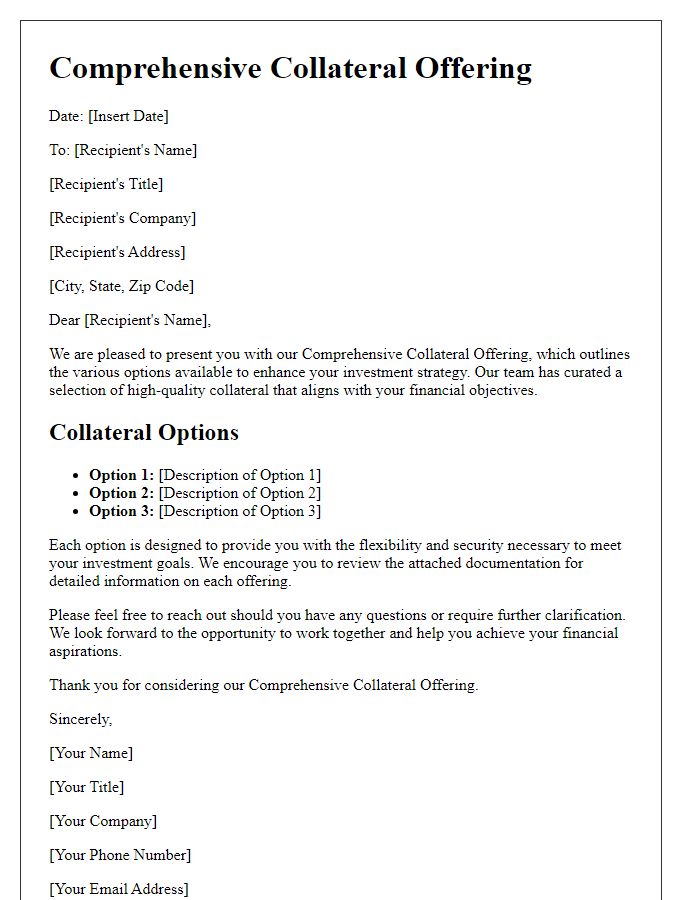 Letter template of Comprehensive Collateral Offering