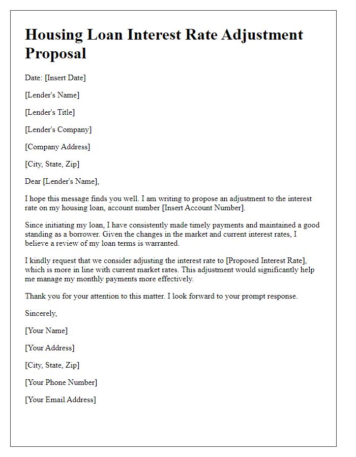 Letter template of housing loan interest rate adjustment proposal