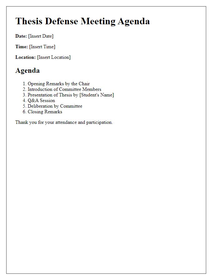 Letter template of agenda for thesis defense meeting